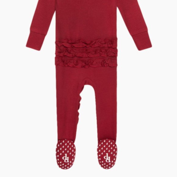 Posh Peanut Dark Red Zippered One Piece- size 9-12m - Picture 2 of 4